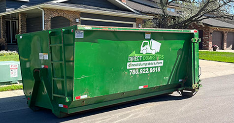 Direct Dumpsters in Sherwood Park provide 12 cubic yard bins which hold approximately 1 ton of waste.