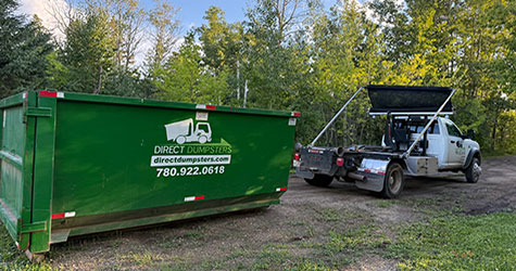 Direct Dumpsters in Sherwood Park provide 12 cubic yard bins which hold approximately 1 ton of waste.